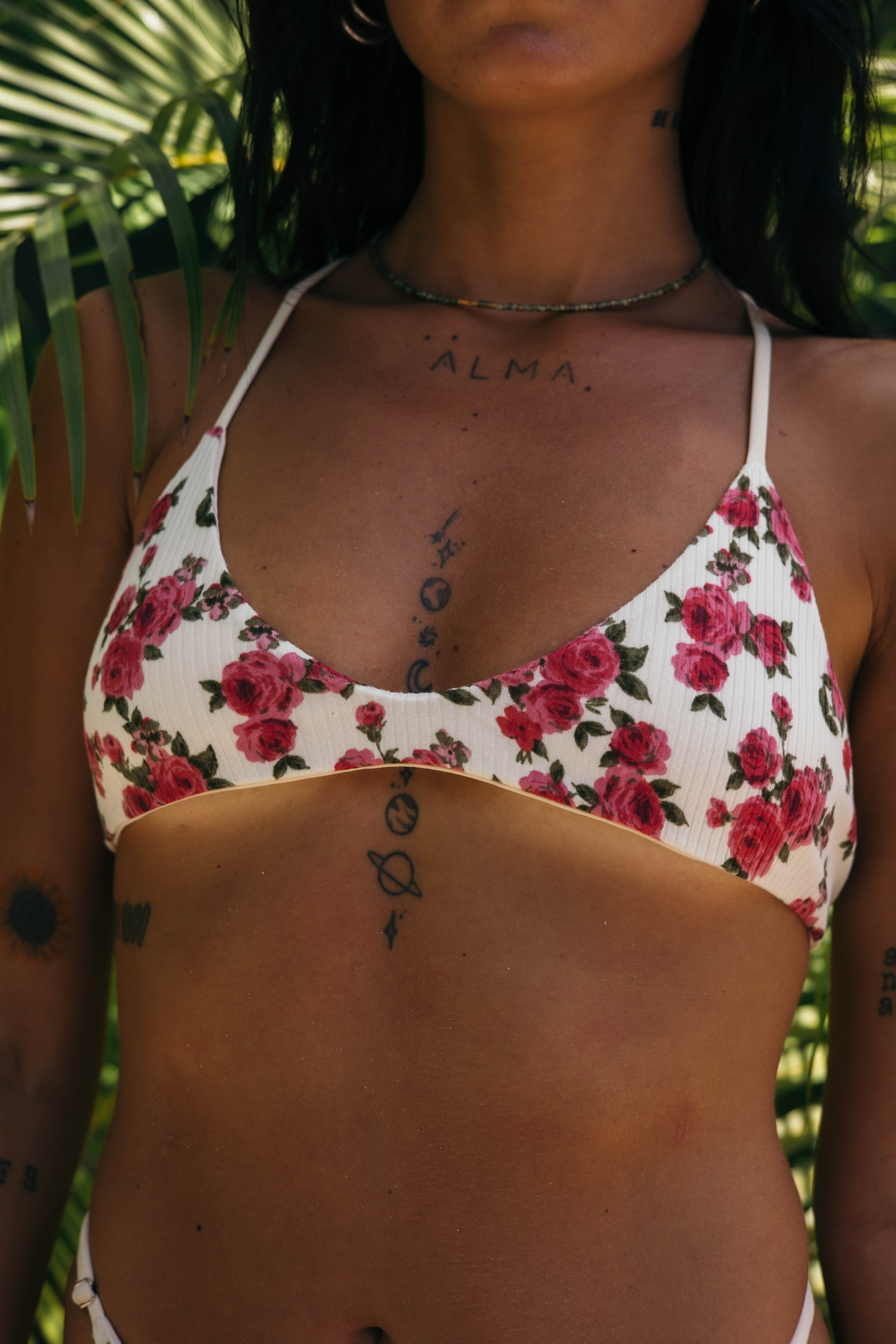 Passionfruit Bikini Top - Roses